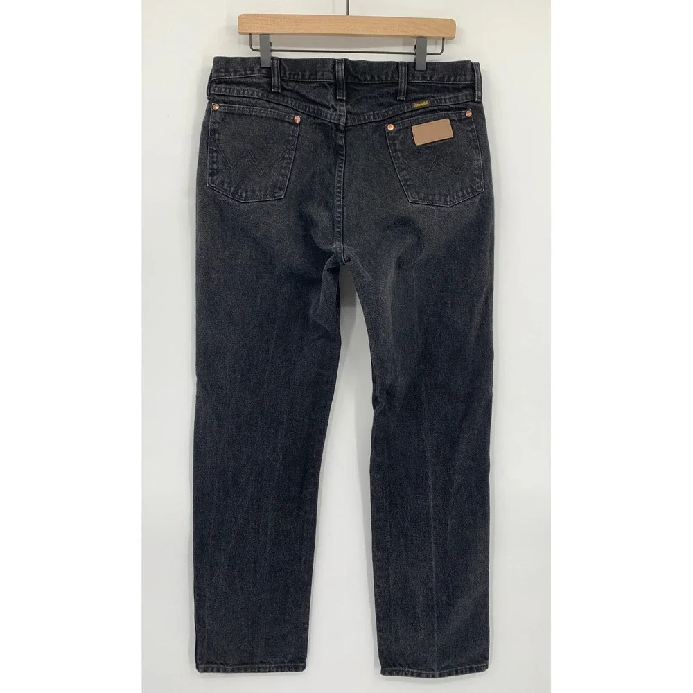 Vintage Wrangler Jeans Men 36x34 Black Cowboy Cut 13MWZWK Denim Made USA